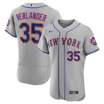 Men's New York Mets #35 Justin Verlander Gray Flex Base Stitched Jersey Dzhi